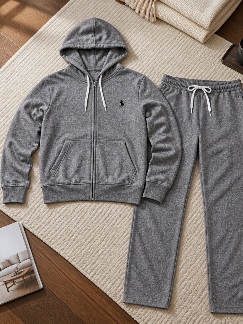 Polo Ralph Lauren Double Knit Sweatsuit Set Grey Men’s Hoodie XXL Pants XL